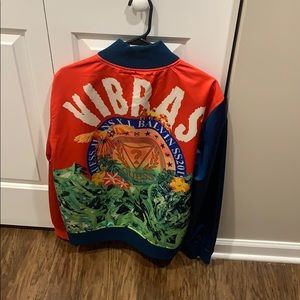 Guess x J. Balvin satin finish bomber jacket